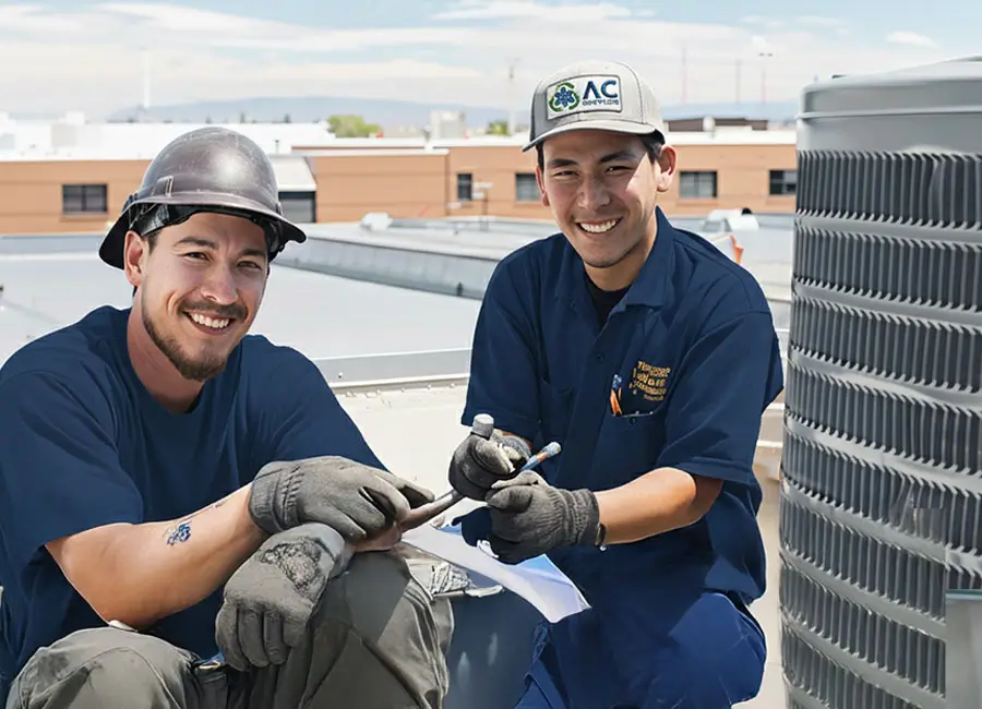 El equipo de expertos de AC Supplies posando frente a su almacén de suministros HVAC en Tijuana.